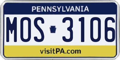 PA license plate MOS3106