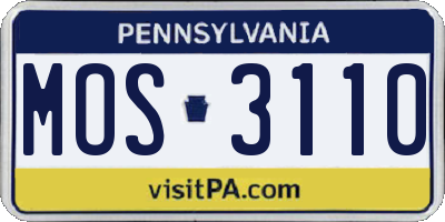 PA license plate MOS3110