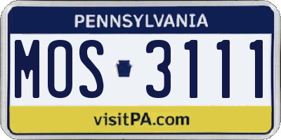 PA license plate MOS3111