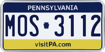 PA license plate MOS3112