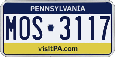 PA license plate MOS3117