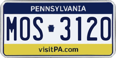 PA license plate MOS3120