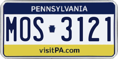 PA license plate MOS3121