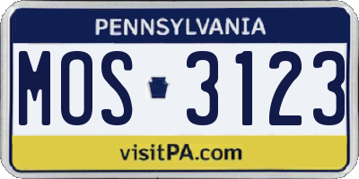 PA license plate MOS3123