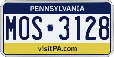 PA license plate MOS3128