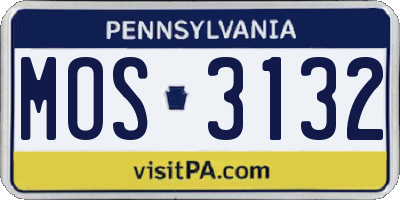 PA license plate MOS3132