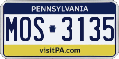 PA license plate MOS3135