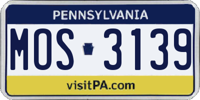 PA license plate MOS3139
