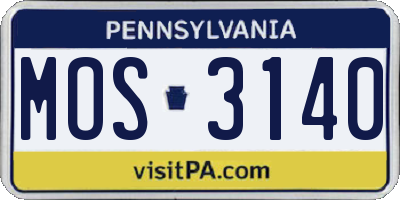 PA license plate MOS3140