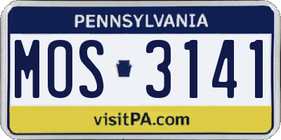 PA license plate MOS3141