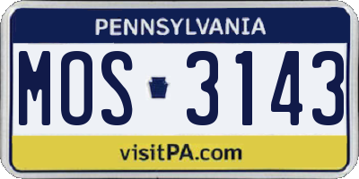 PA license plate MOS3143