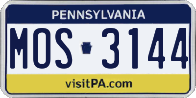 PA license plate MOS3144