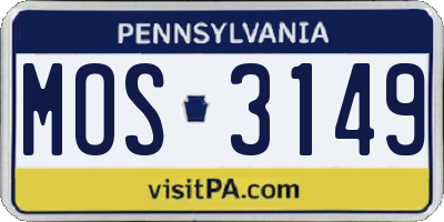 PA license plate MOS3149