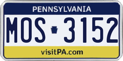 PA license plate MOS3152