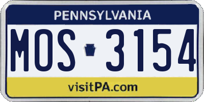 PA license plate MOS3154