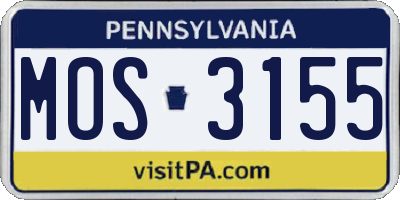 PA license plate MOS3155