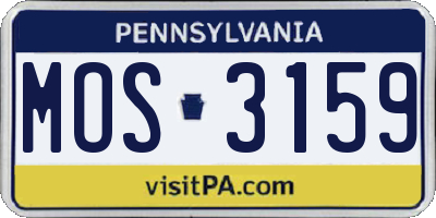 PA license plate MOS3159