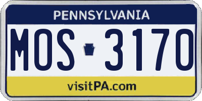 PA license plate MOS3170