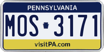 PA license plate MOS3171