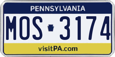 PA license plate MOS3174