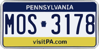 PA license plate MOS3178