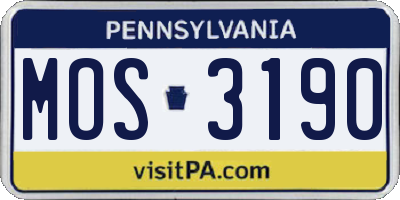 PA license plate MOS3190