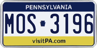 PA license plate MOS3196