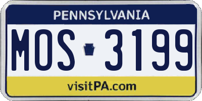 PA license plate MOS3199