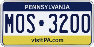PA license plate MOS3200