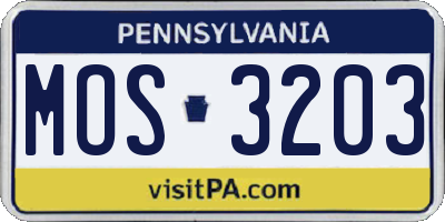 PA license plate MOS3203