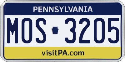 PA license plate MOS3205