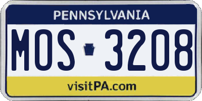 PA license plate MOS3208