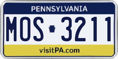 PA license plate MOS3211