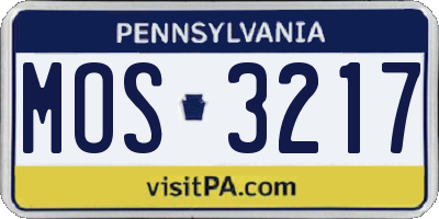 PA license plate MOS3217