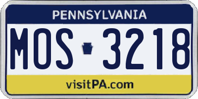 PA license plate MOS3218