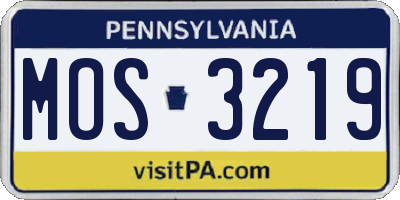 PA license plate MOS3219