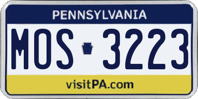 PA license plate MOS3223