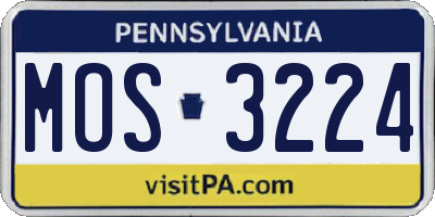 PA license plate MOS3224