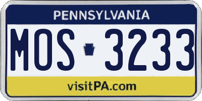 PA license plate MOS3233
