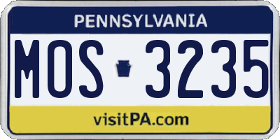 PA license plate MOS3235