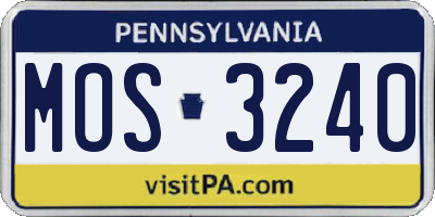 PA license plate MOS3240