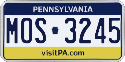 PA license plate MOS3245