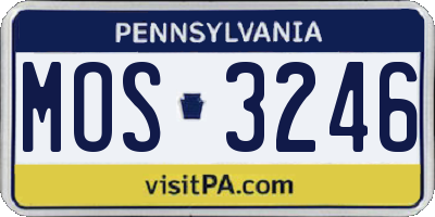 PA license plate MOS3246