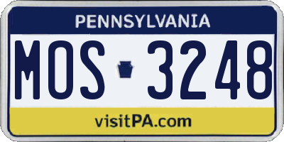 PA license plate MOS3248