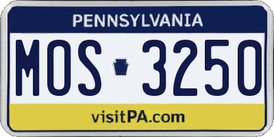 PA license plate MOS3250