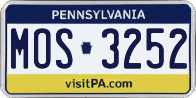PA license plate MOS3252