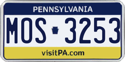 PA license plate MOS3253