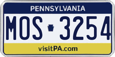 PA license plate MOS3254