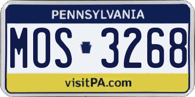 PA license plate MOS3268