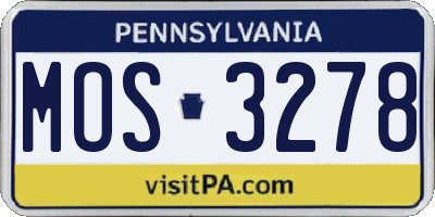 PA license plate MOS3278